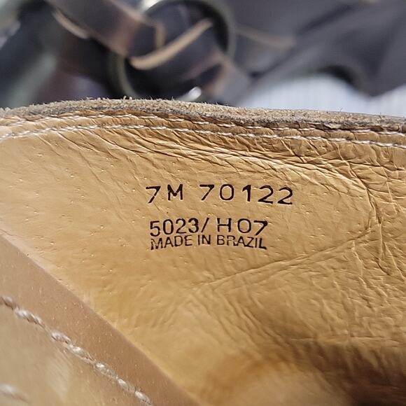 Frye Cheryl Triple Ring Harness Brown Leather Slip On Clogs Womens Size 7 - Picture 11 of 16